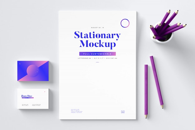 Stationery mockup with pencils