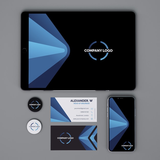 PSD mockup di cancelleria con tablet