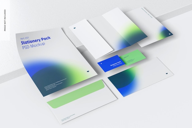 Stationery scene mockup, perspective view 02