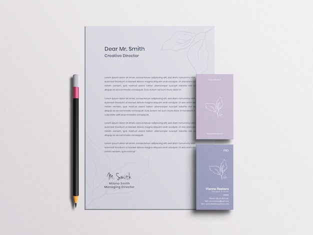 PSD stationery set mockup