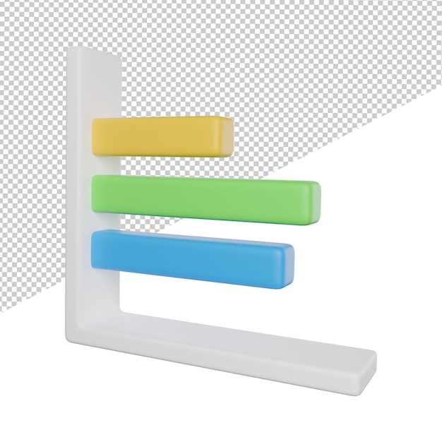 Statistic graph chart side view 3d rendering illustration on transparent background