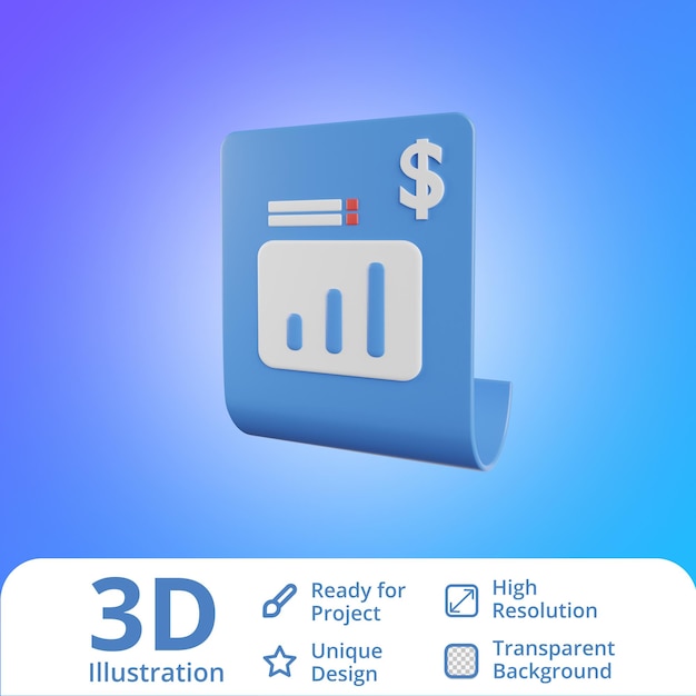 Illustrazione 3d del rapporto statistico