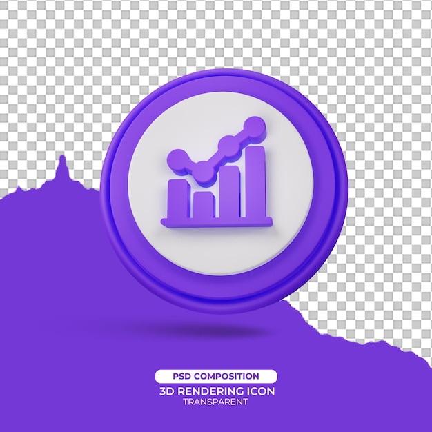 PSD statistics 3d render icon symbol