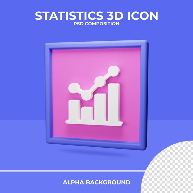 Statistics 3d rendering icon rendering  