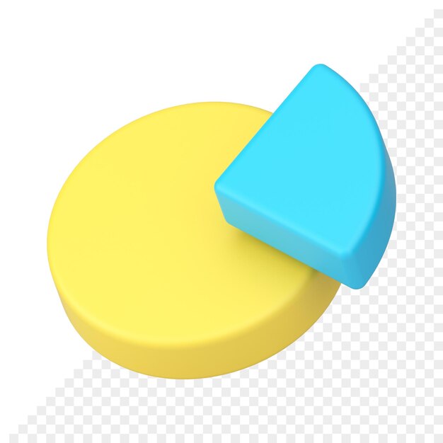 Statistics pie chart 3d icon Infographic yellow circle with blue part