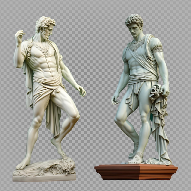 PSD statue of an ancient roman man of athletic build isolated on transparent background generative ai