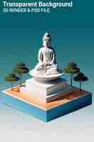 PSD a statue of buddha sits on a round plate