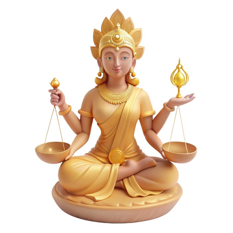 PSD a statue of a buddha with a gold ring on its head