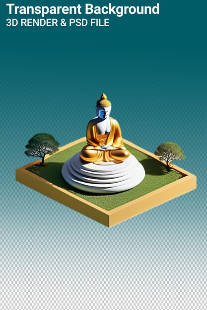 PSD a statue of buddha with trees on the top