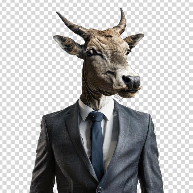 PSD a statue of a deer with a tie and a tie