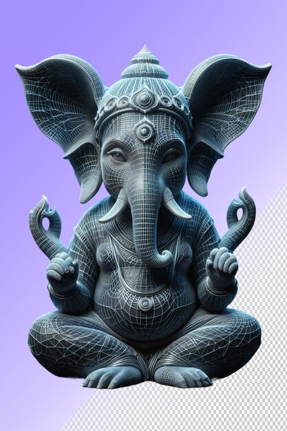 A statue of an elephant with a ring on its head