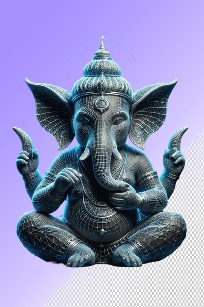 A statue of an elephant with the word  god  on it