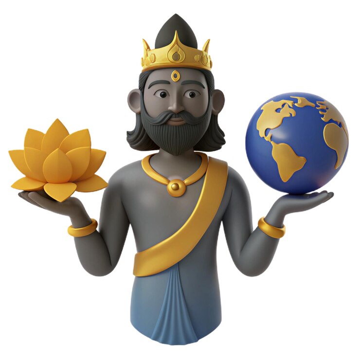 PSD a statue of a god holding a globe and a gold ring