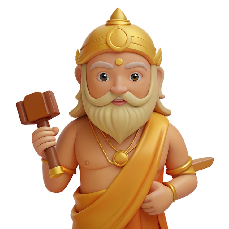 PSD a statue of a god holding a hammer and a hammer