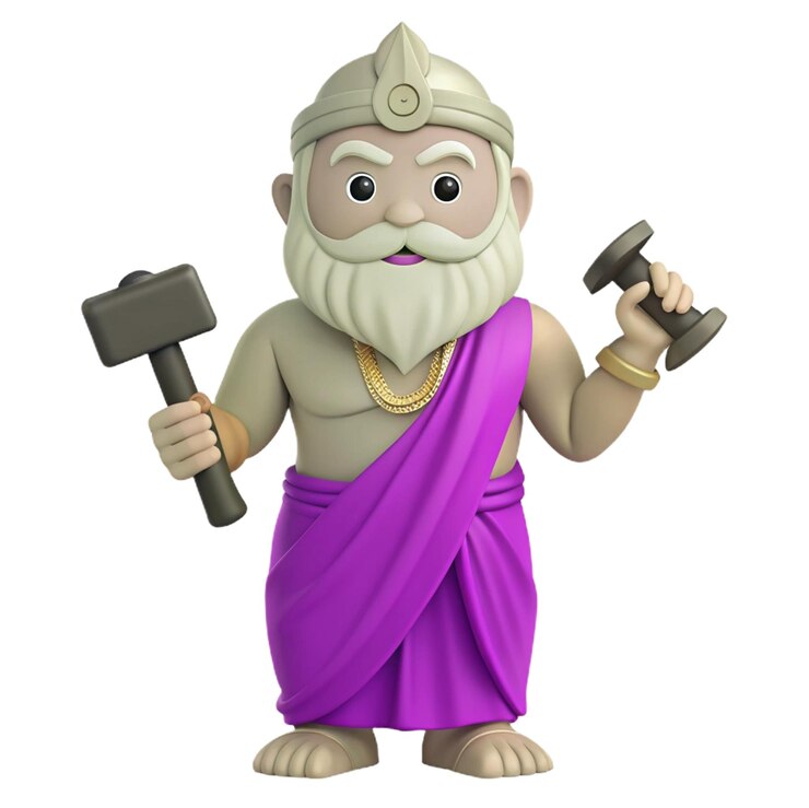 PSD a statue of a god holding a hammer and a hammer