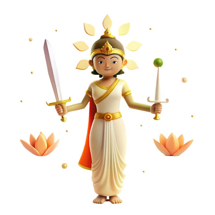 PSD a statue of a god holding a sword and a gold leaf