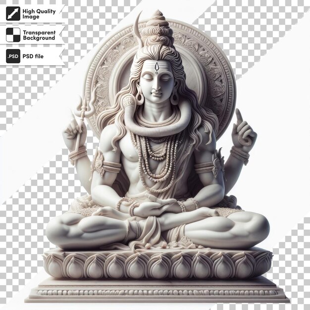 Una statua di un dio seduta su uno sfondo bianco
