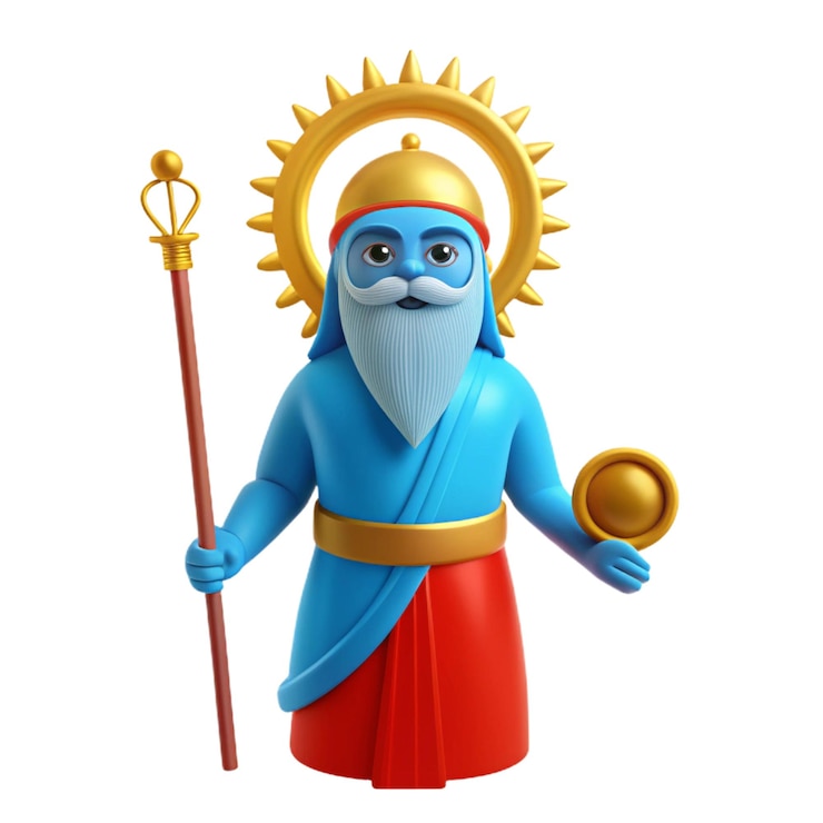 PSD a statue of a god with a blue head and a gold crown