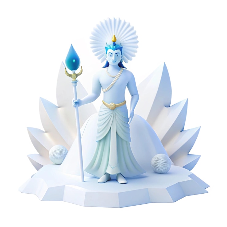 PSD a statue of a god with a blue water drop on it