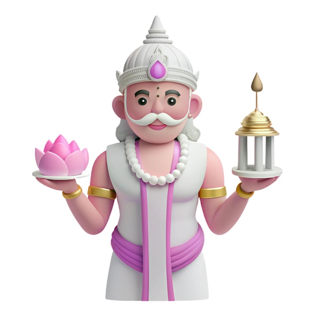 一尊神像,手里拿着粉红色的蛋