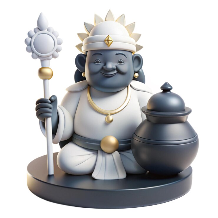 PSD a statue of a god with a silver pot on it