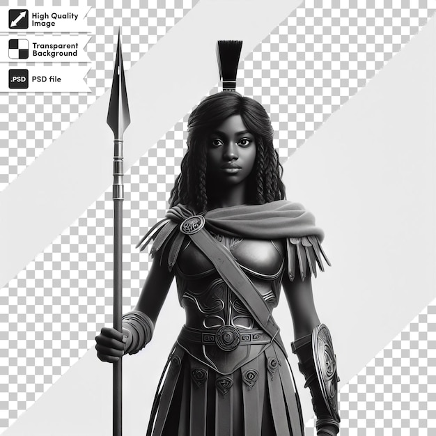 Una statua di una donna con una spada e una spada