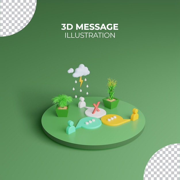 Status Czatu Grupowego Z Koncepcją Discoonect 3d Ilustracja Wiadomości Na Podium