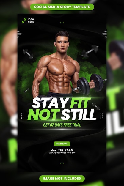 PSD stay fit not still fitness facebook and instagram story template