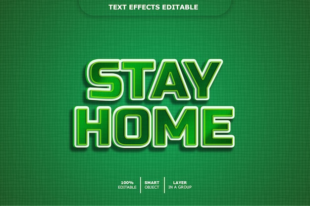 PSD stay home 3d text style effect