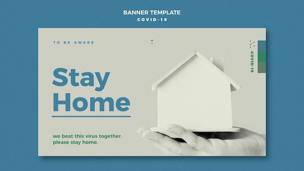 stay home banner template concept