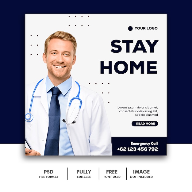 PSD stay home banner template