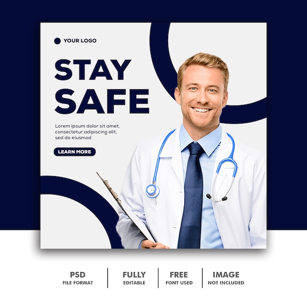 PSD stay safe banner template