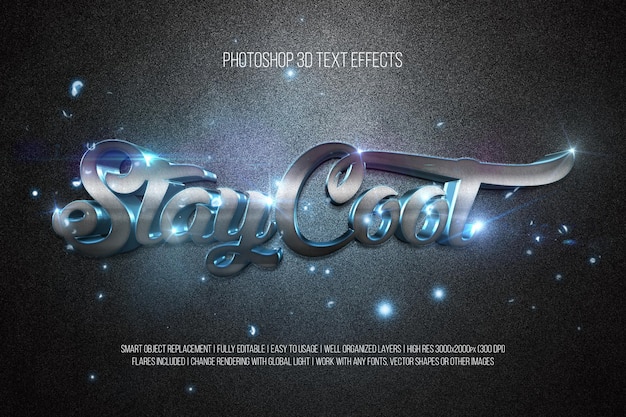 Staycool photoshop effetti di testo 3d