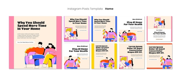 Staying at home instagram posts collection