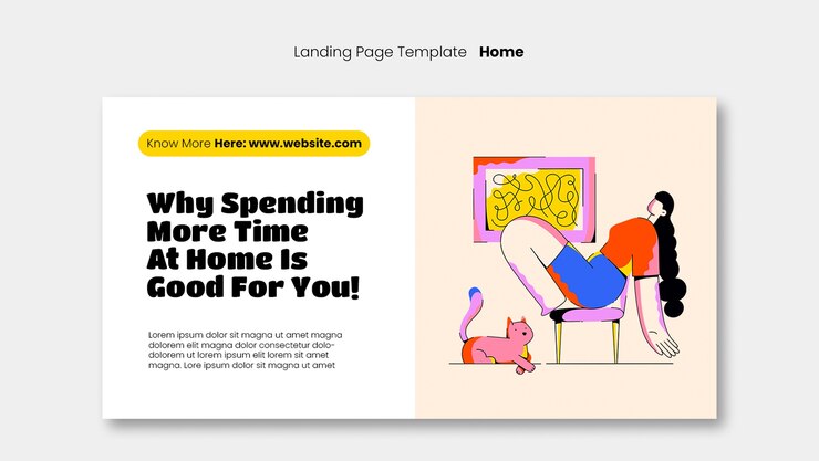 PSD staying at home landing page template