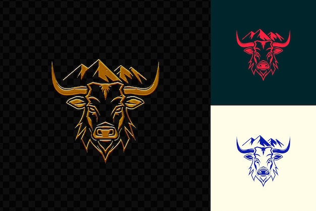 PSD steadfast bull clan mark with bull head and mountains for de psd vector design creative art concept