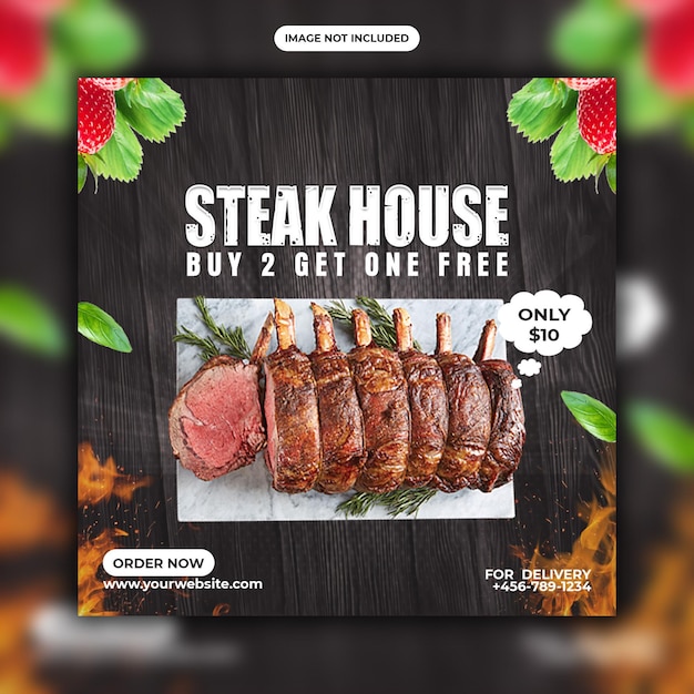 Steak barbecue flyer and instagram post template