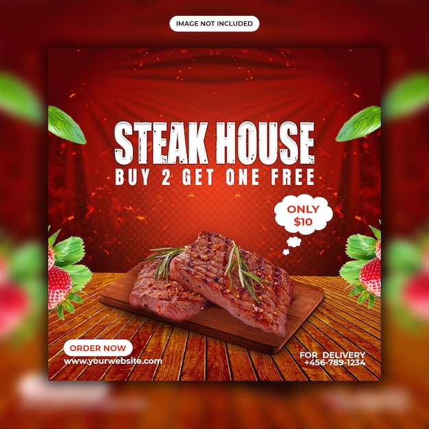 Steak barbecue flyer and instagram post template