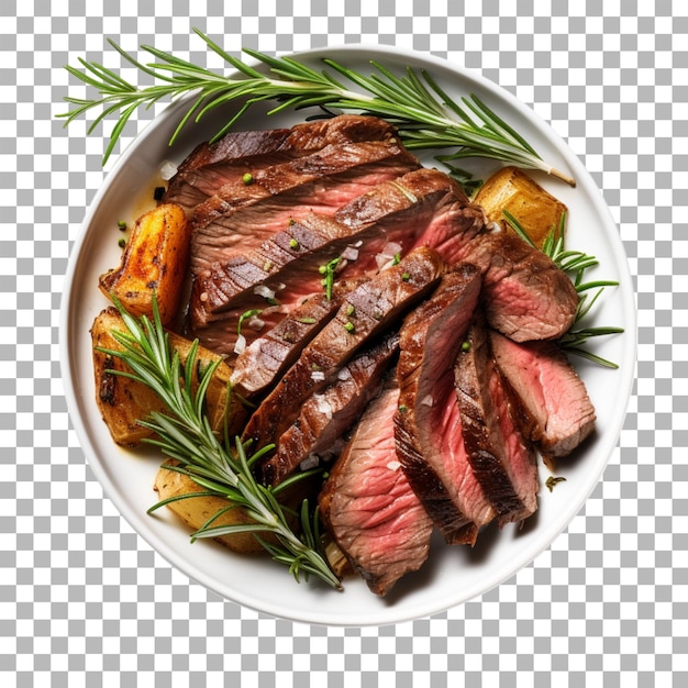 PSD steak in bowl on transparent background