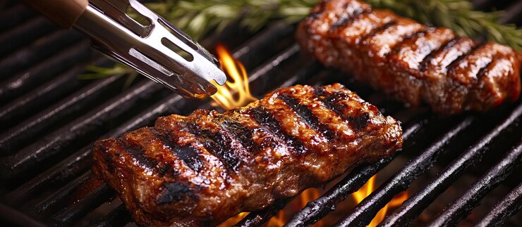 PSD steak grillen met vlammen
