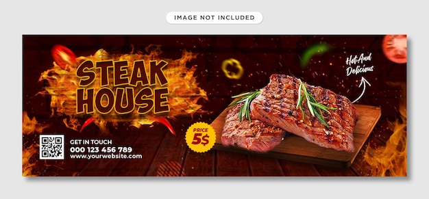 Steak house bbq facebook cover banner template