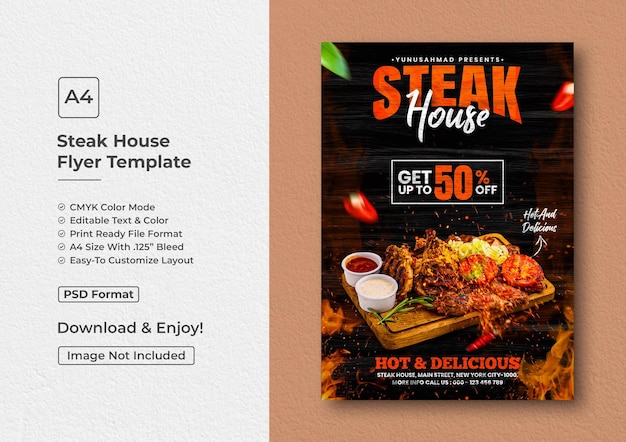 PSD steak house flyer design template bbq poster template