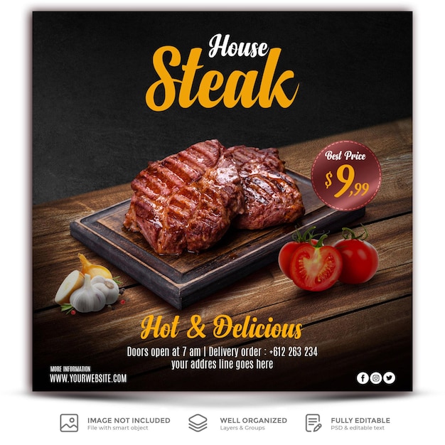 PSD steak house flyer template