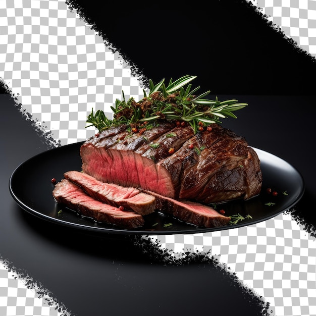 PSD steak op bord geïsoleerd