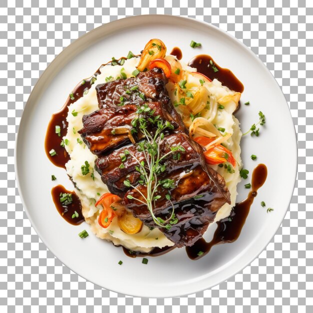 PSD steak on plate on transparent background