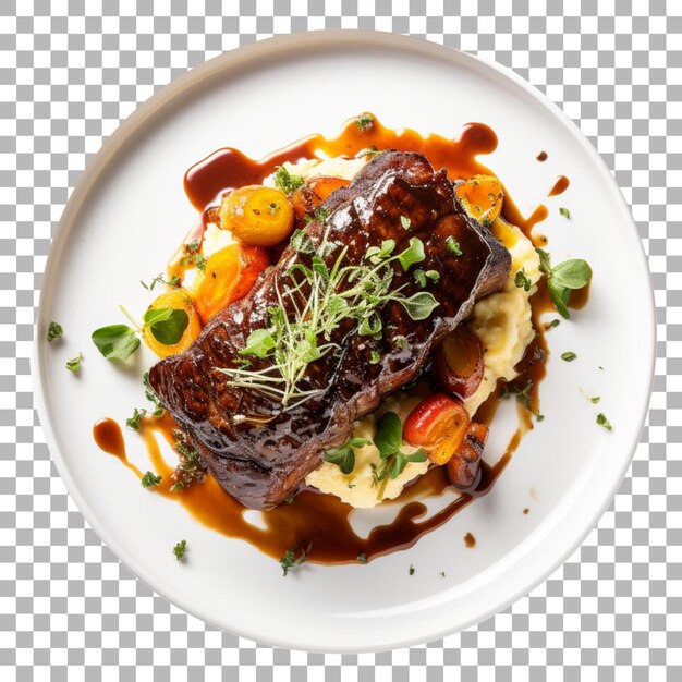 Steak on plate on transparent background