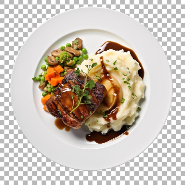 Steak on plate on transparent background