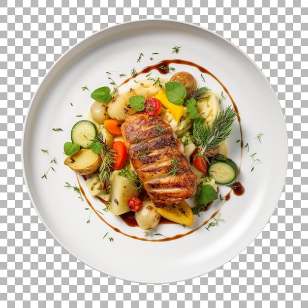 PSD steak on plate on transparent background