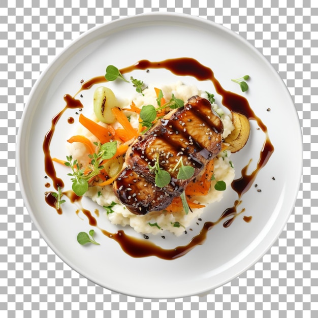 PSD steak on plate on transparent background