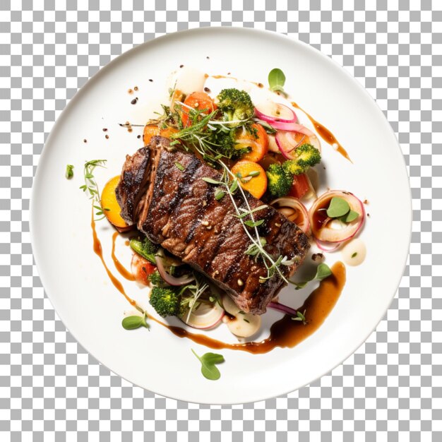 PSD steak on plate on transparent background